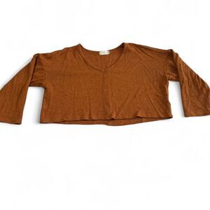 Altar'd State Burnt Orange V-Neck Crop Top | Woman Size‎ Small | Long Sleeve